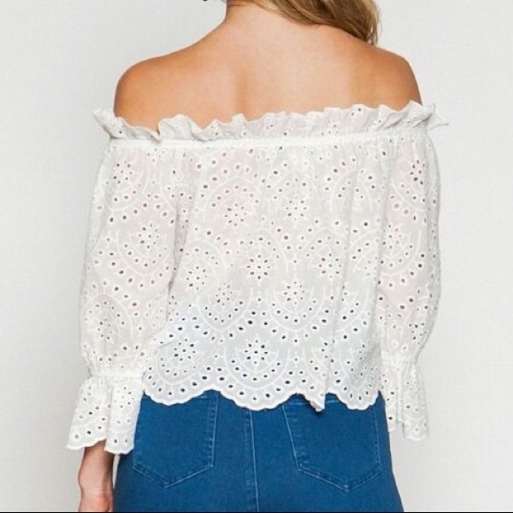 NATALIE eyelet off shoulder top - Picture 3 of 4